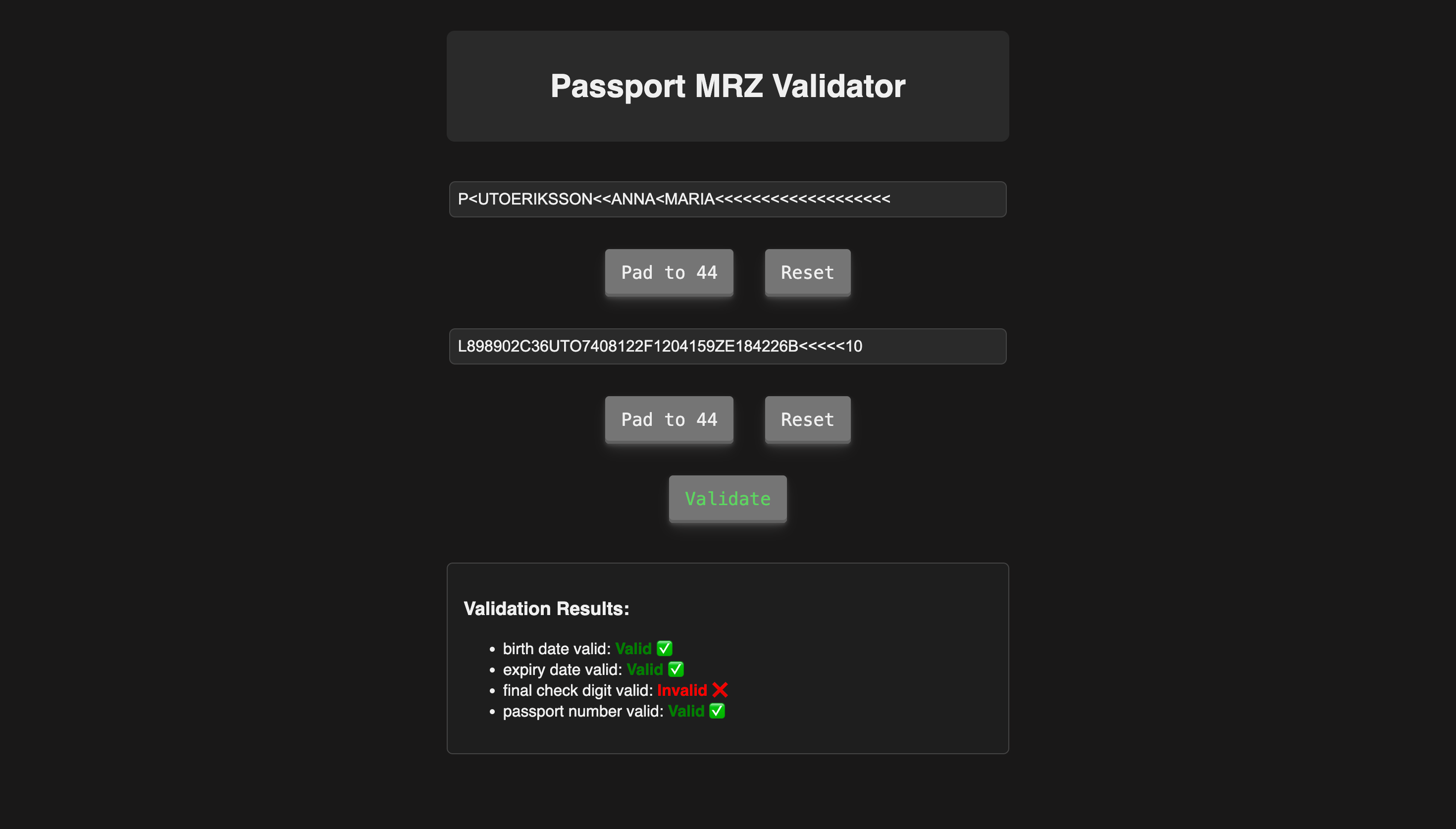 MRZ Validator — image 1